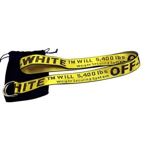 Off White Industrial Belt Mens 56" Long Yellow Black Logo Streetwear Accessory